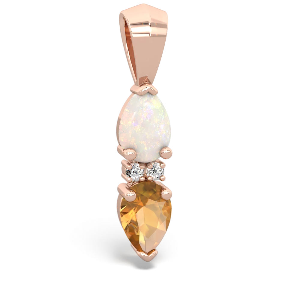 Opal Bowtie Drop 14K Rose Gold pendant P0865