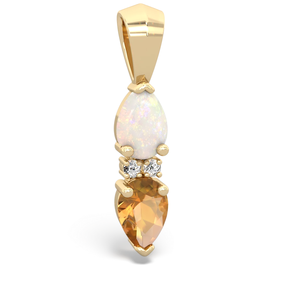 Opal Bowtie Drop 14K Yellow Gold pendant P0865