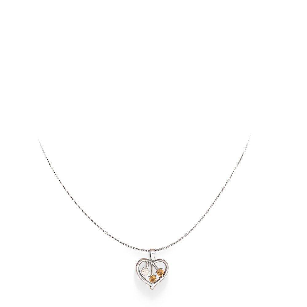 Opal,Citrine Peridot Glowing Heart Necklace - 14K White Gold |JewelsForMe