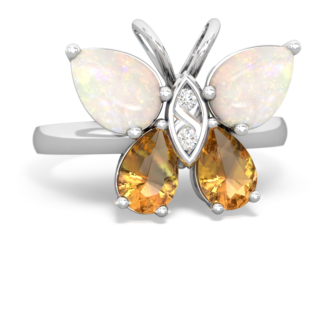 Opal Butterfly 14K White Gold ring R2215