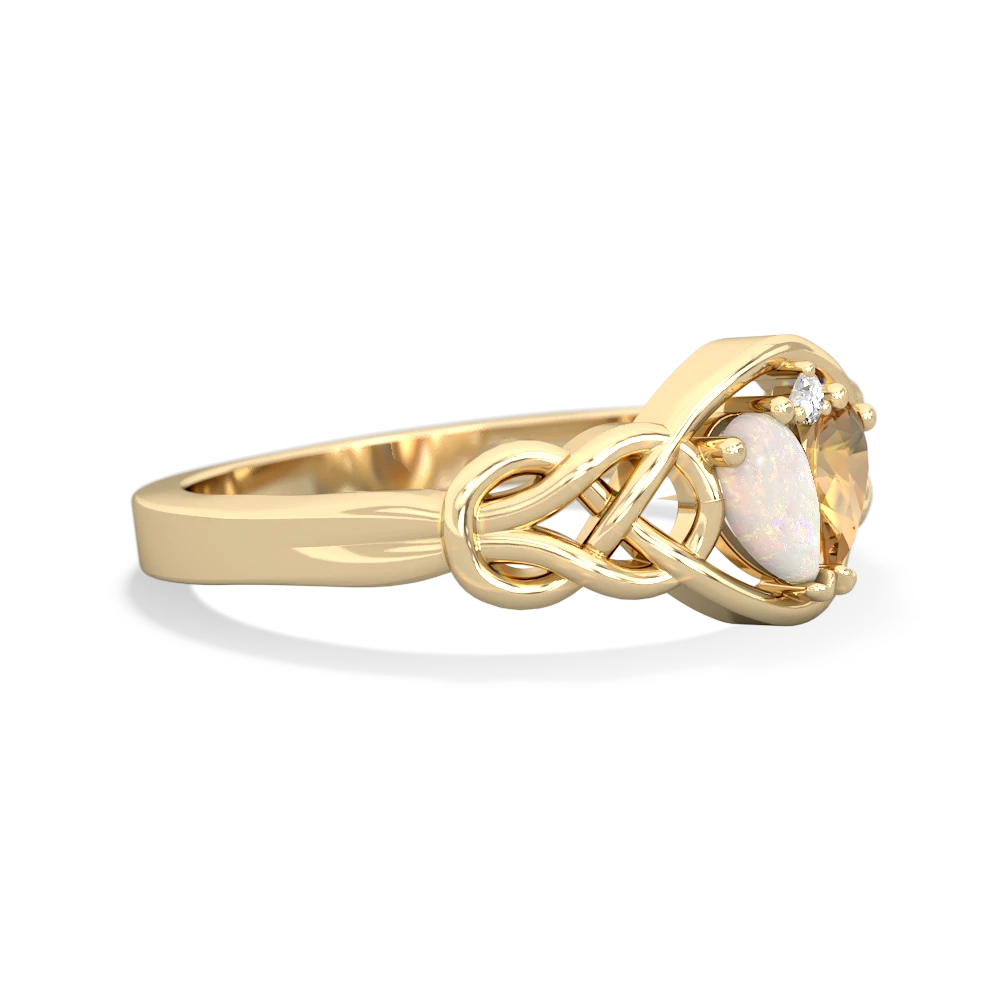 Opal Celtic Love Knot 14K Yellow Gold ring R5420