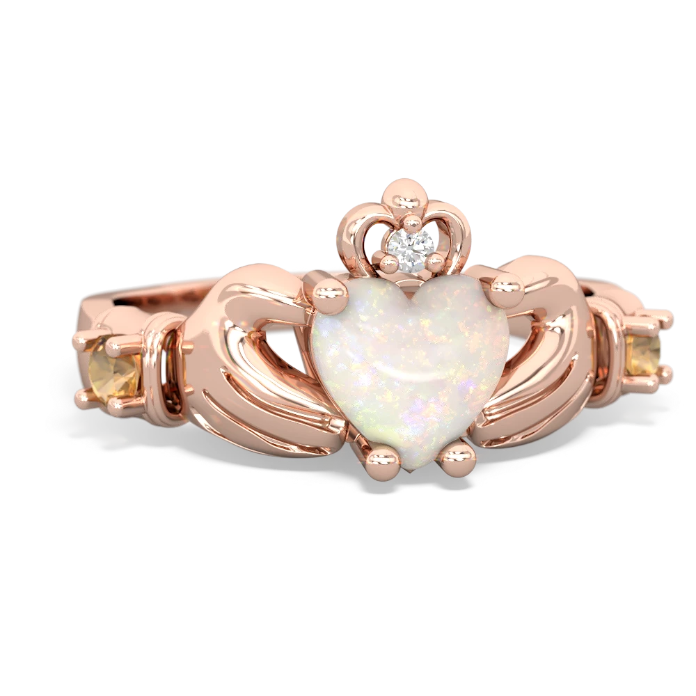 Opal Claddagh Keepsake 14K Rose Gold ring R5245