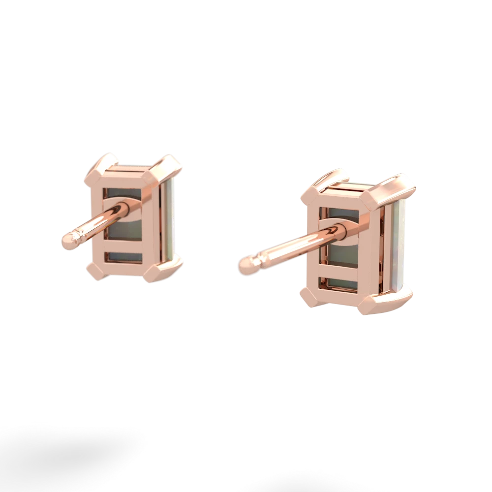 Opal 6X4mm Emerald-Cut Stud 14K Rose Gold earrings E1855