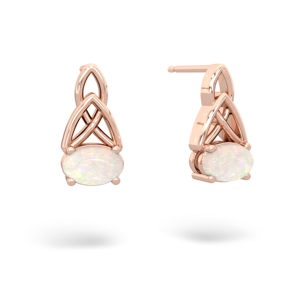 Opal Celtic Trinity Knot 14K Rose Gold earrings E2389