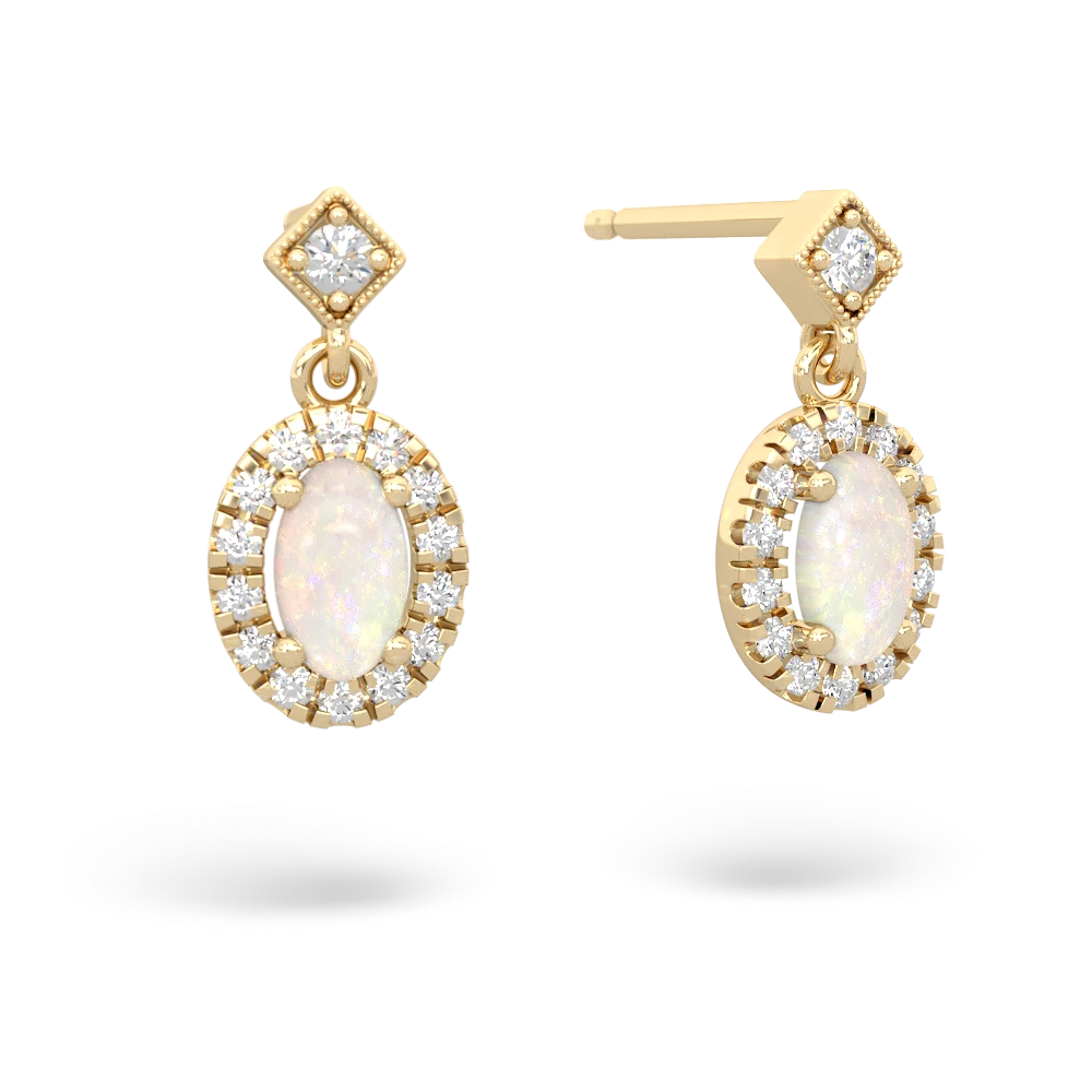 Opal Antique-Style Halo 14K Yellow Gold earrings E5720