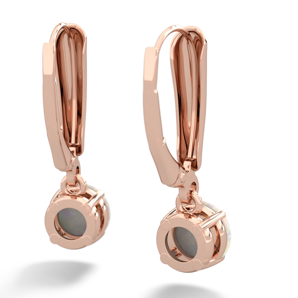 Opal 6Mm  Round Lever Back 14K Rose Gold earrings E2786