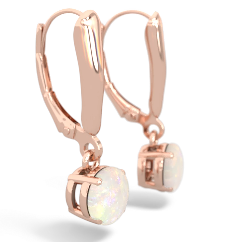 Opal 6Mm  Round Lever Back 14K Rose Gold earrings E2786