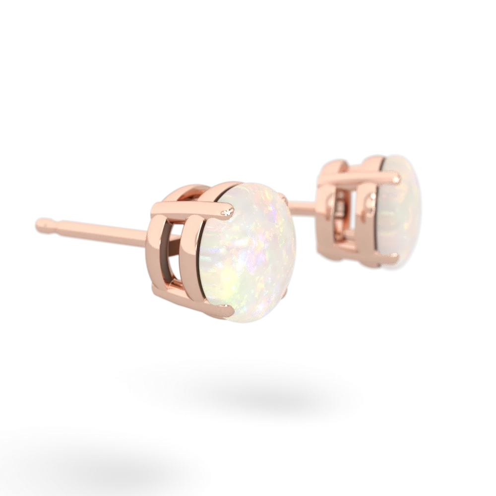 Opal 6Mm Round Stud 14K Rose Gold earrings E1786