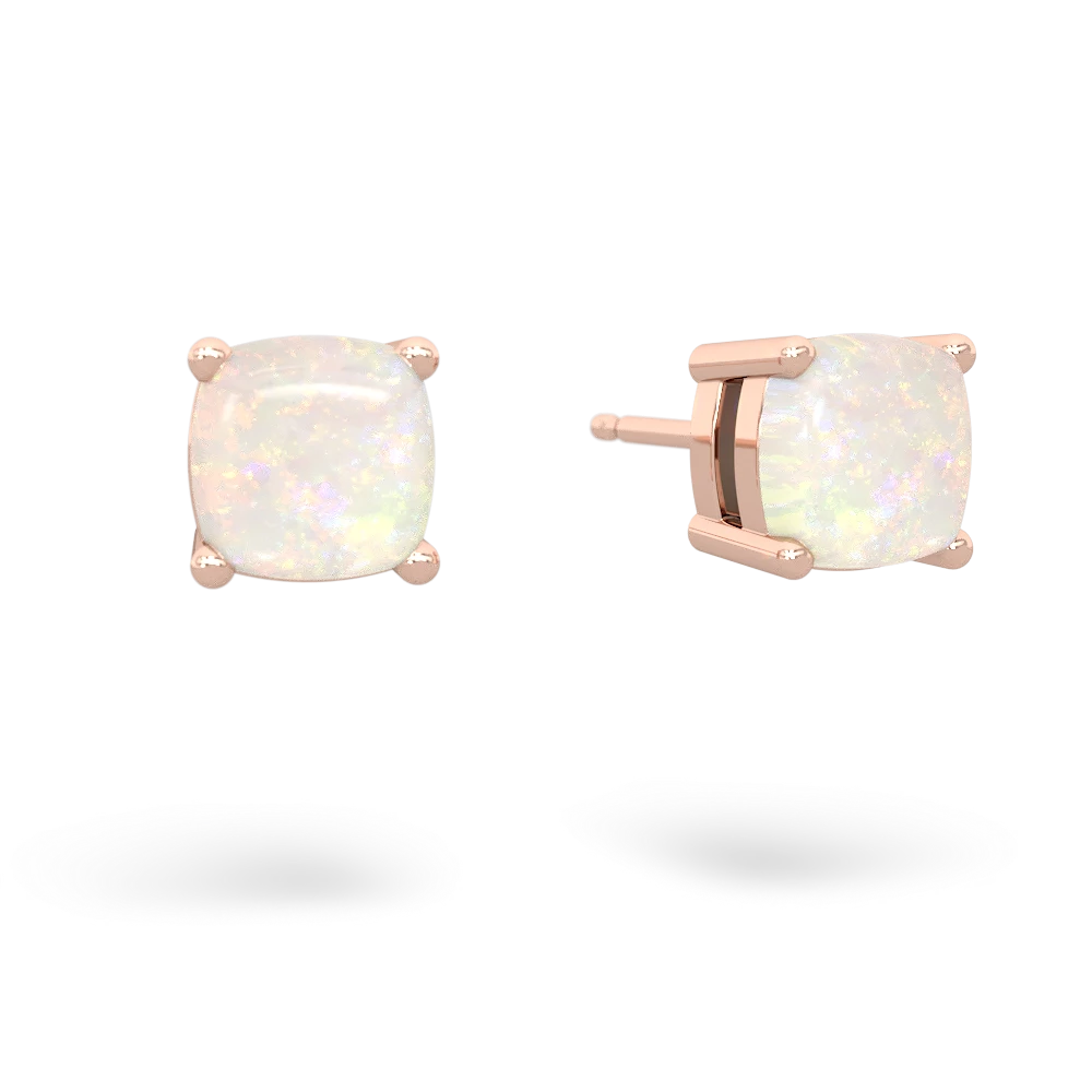 Opal 6Mm Checkerboard Cushion Stud 14K Rose Gold earrings E1796