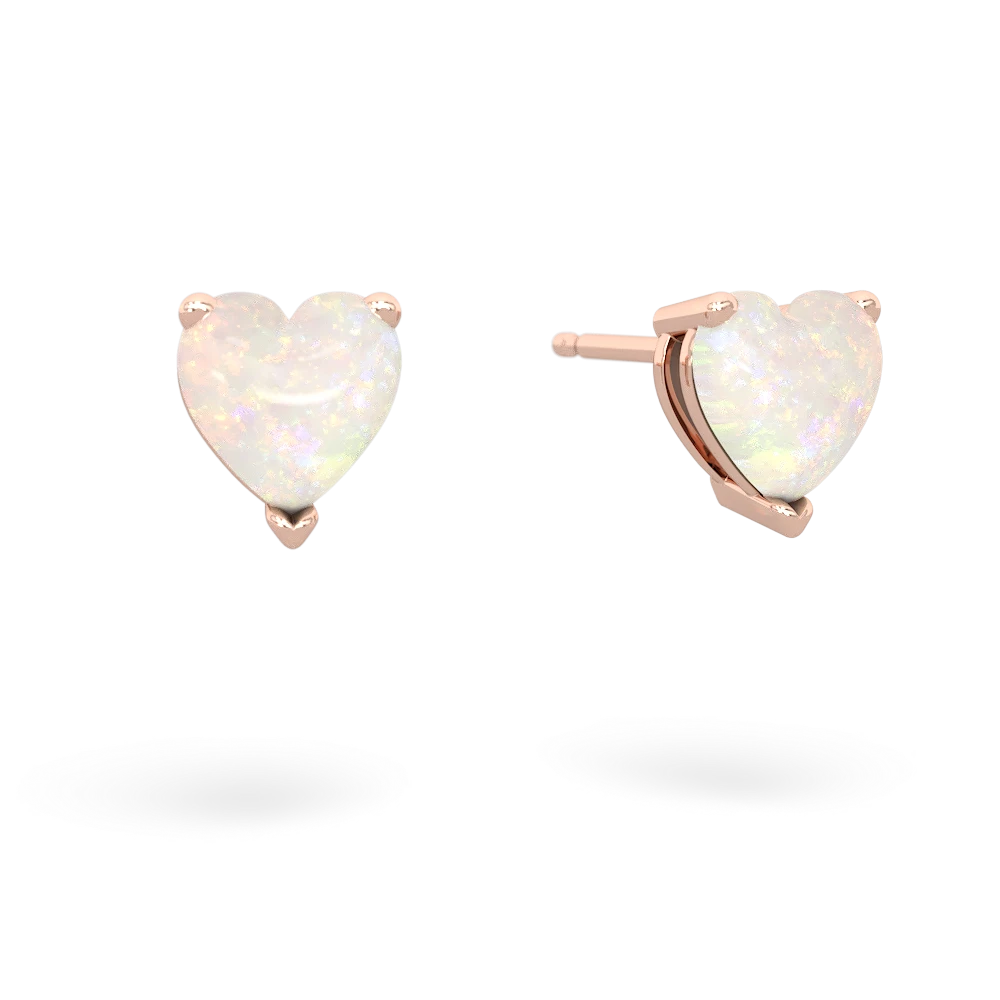 Opal 6Mm Heart Stud 14K Rose Gold earrings E1862