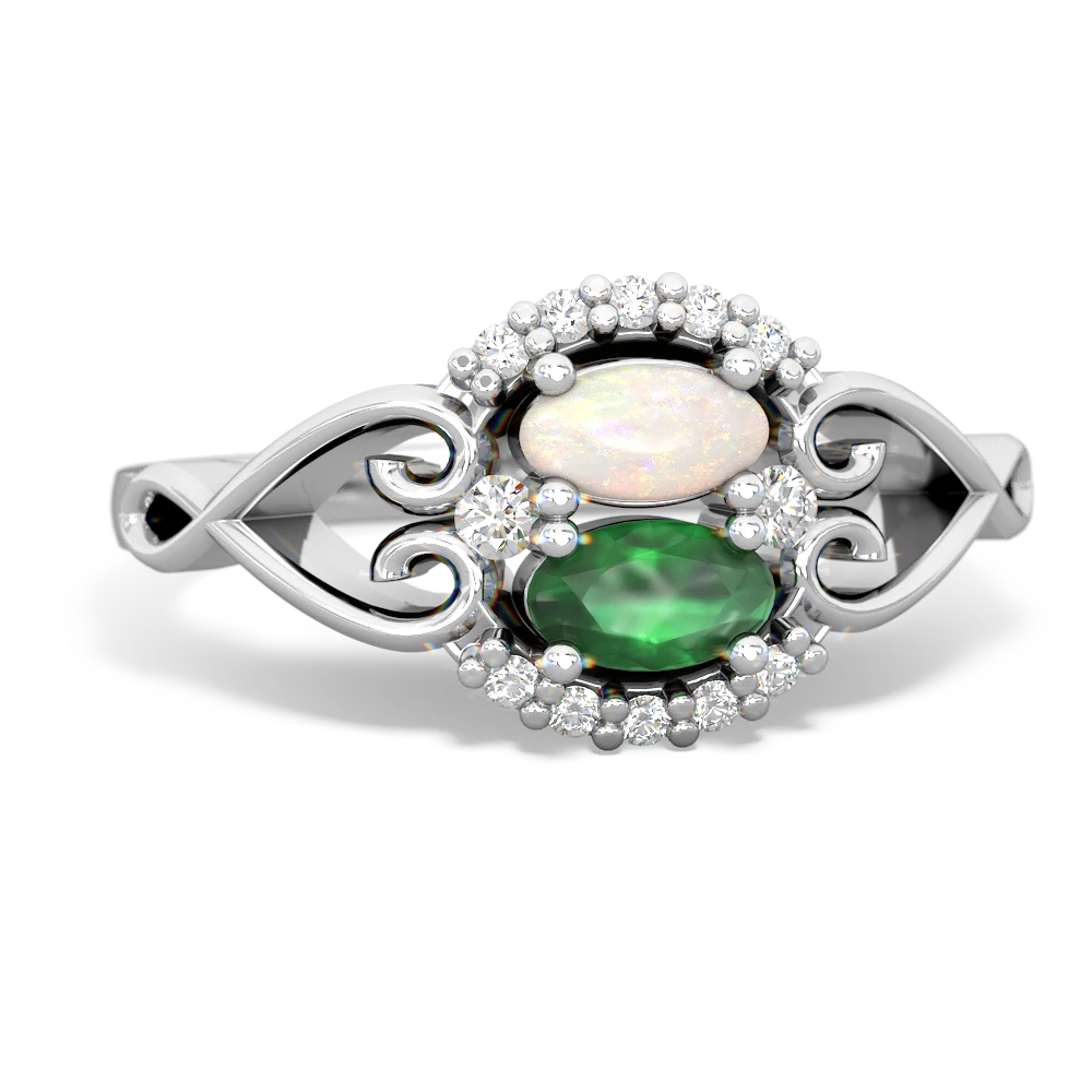 Opal Love Nest 14K White Gold ring R5860