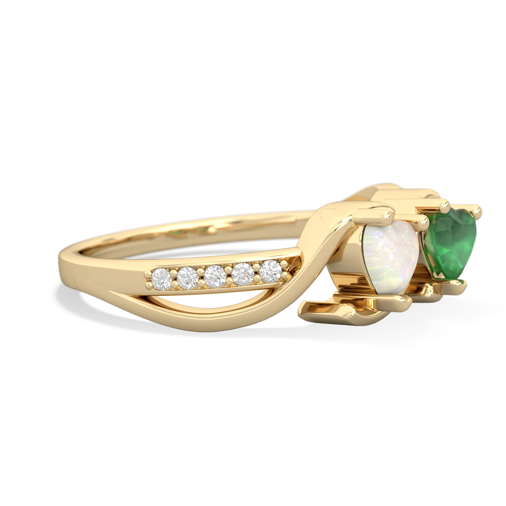 Opal Side By Side 14K Yellow Gold ring R3090