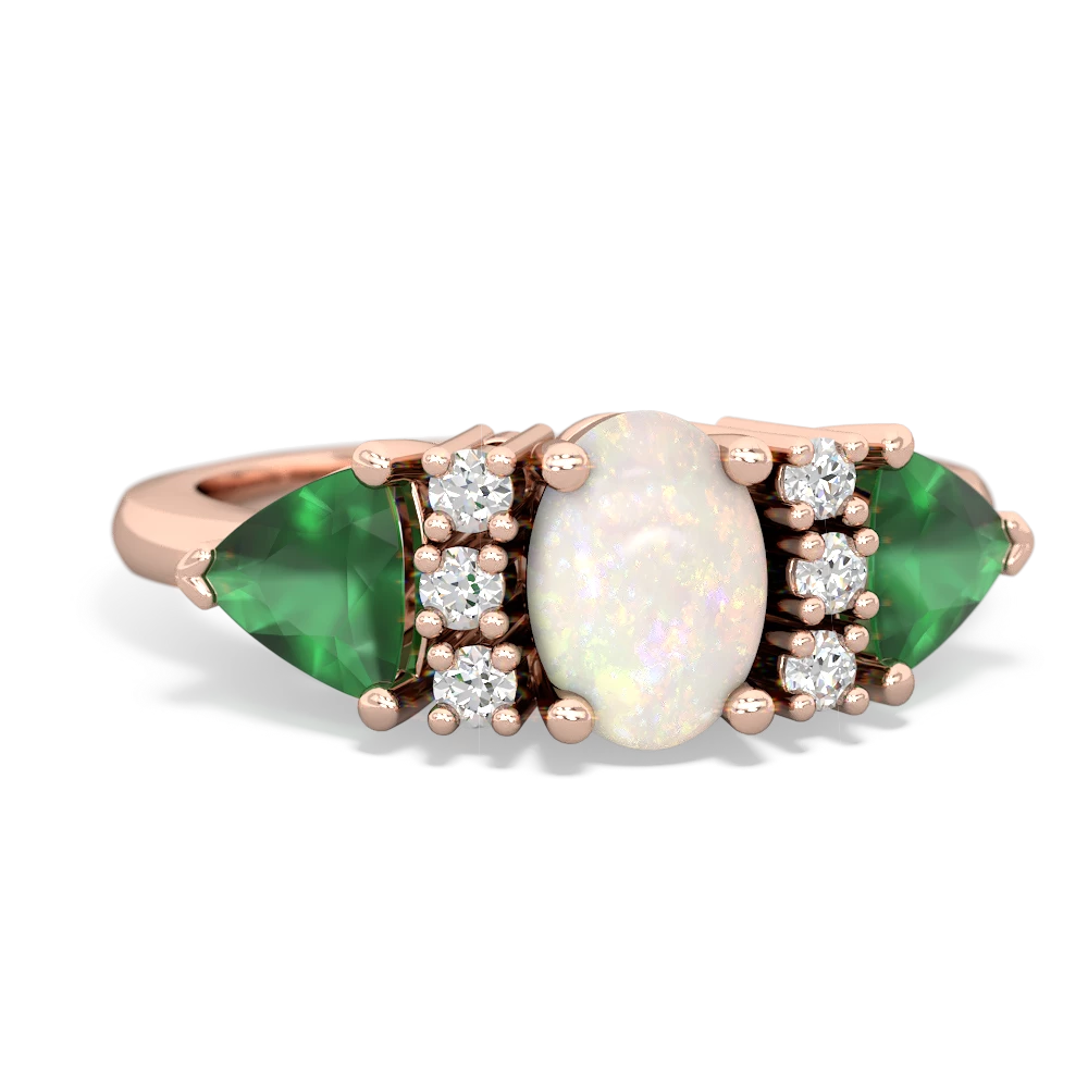 Opal Antique Style Three Stone 14K Rose Gold ring R2186