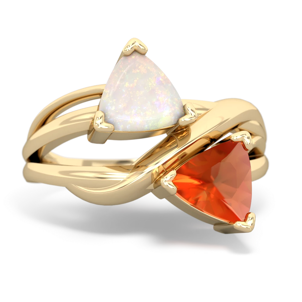 Opal Split Band Swirl 14K Yellow Gold ring R2341