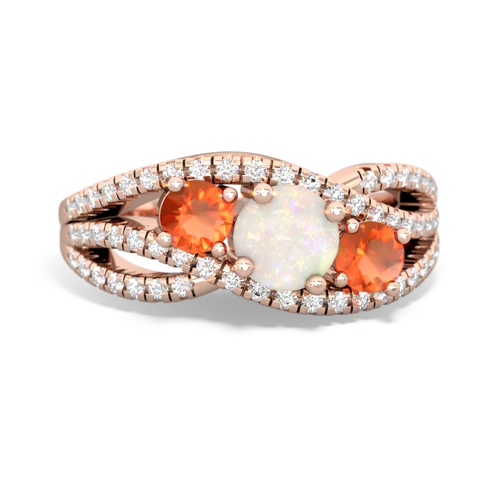 Opal Three Stone Aurora 14K Rose Gold ring R3080