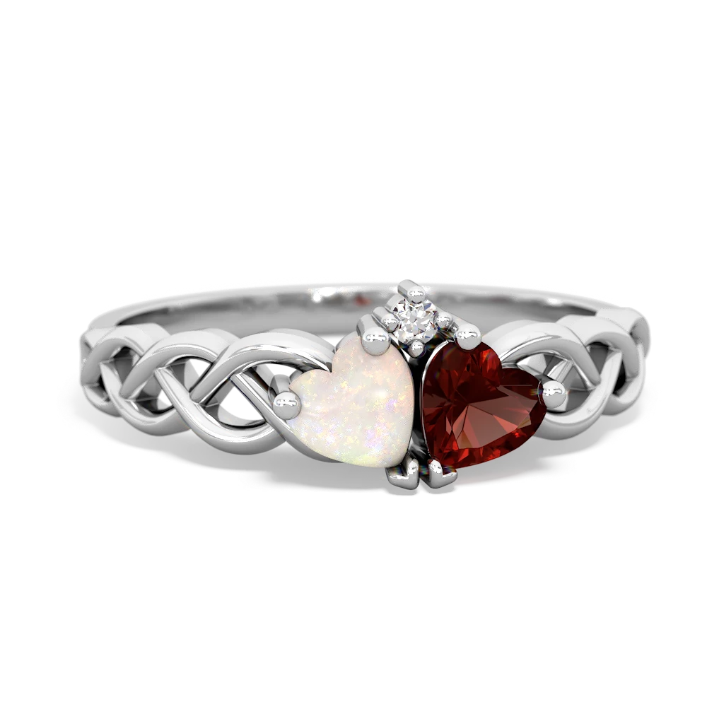 Opal Heart To Heart Braid 14K White Gold ring R5870