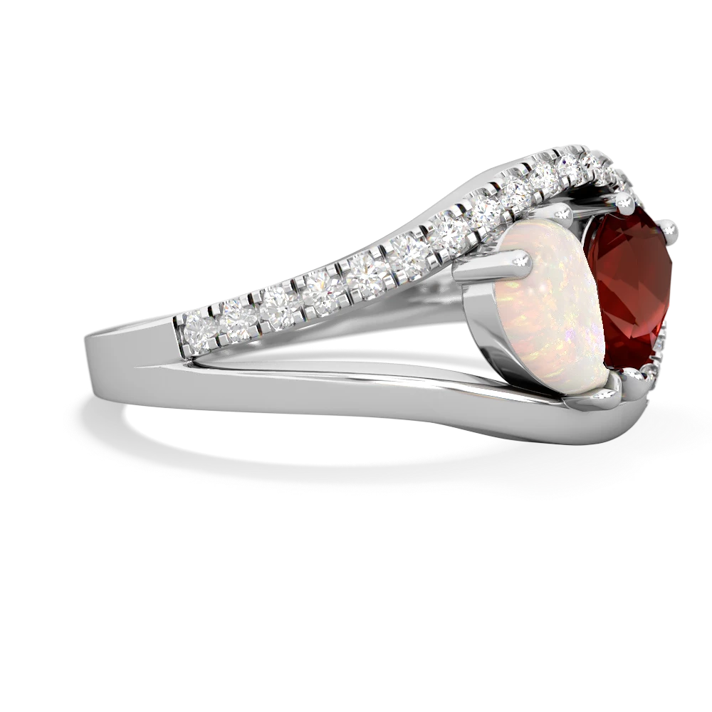 Opal Nestled Heart Keepsake 14K White Gold ring R5650