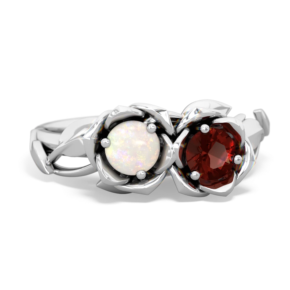 Opal Rose Garden 14K White Gold ring R5510