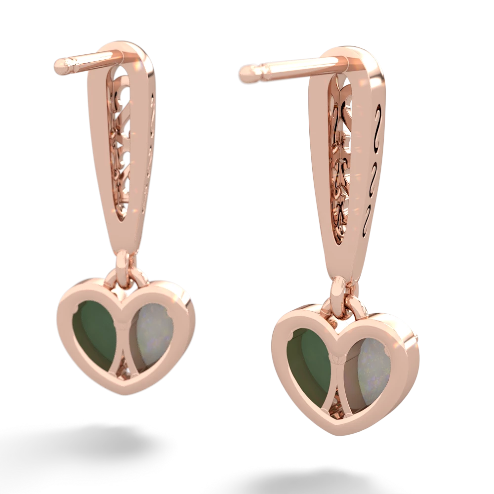 Opal Filligree Heart 14K Rose Gold earrings E5070