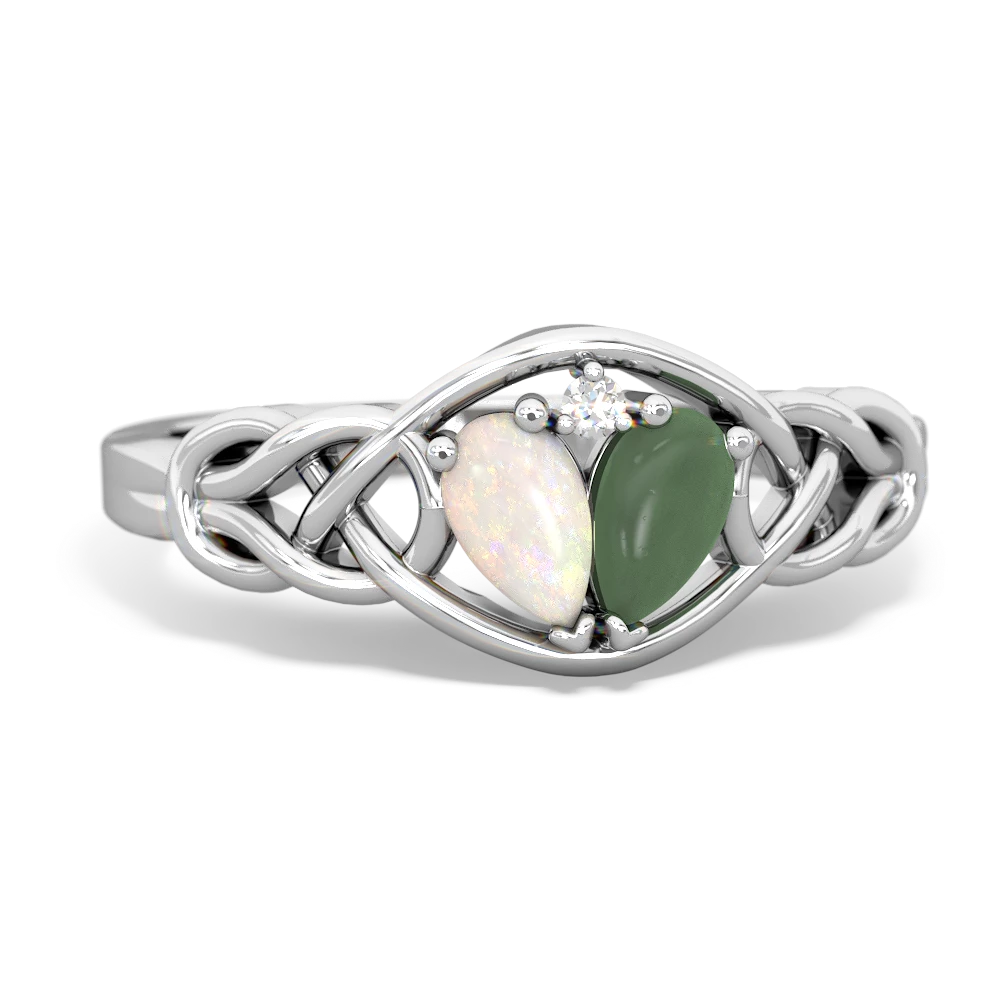 Opal Celtic Love Knot 14K White Gold ring R5420