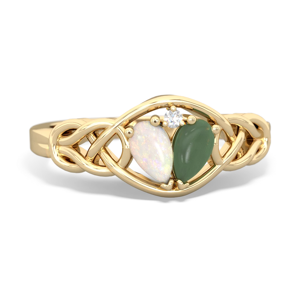 Opal Celtic Love Knot 14K Yellow Gold ring R5420