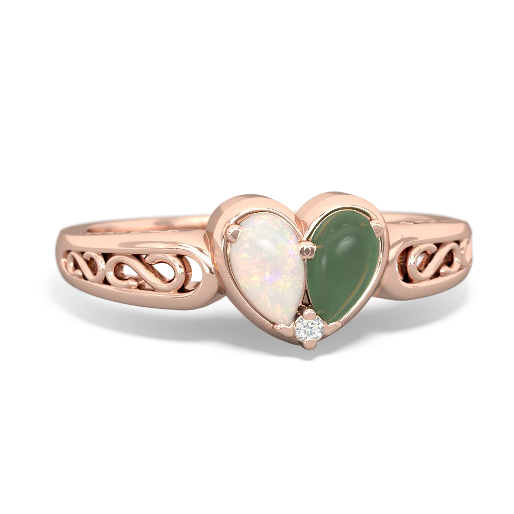 Opal Filligree 'One Heart' 14K Rose Gold ring R5070