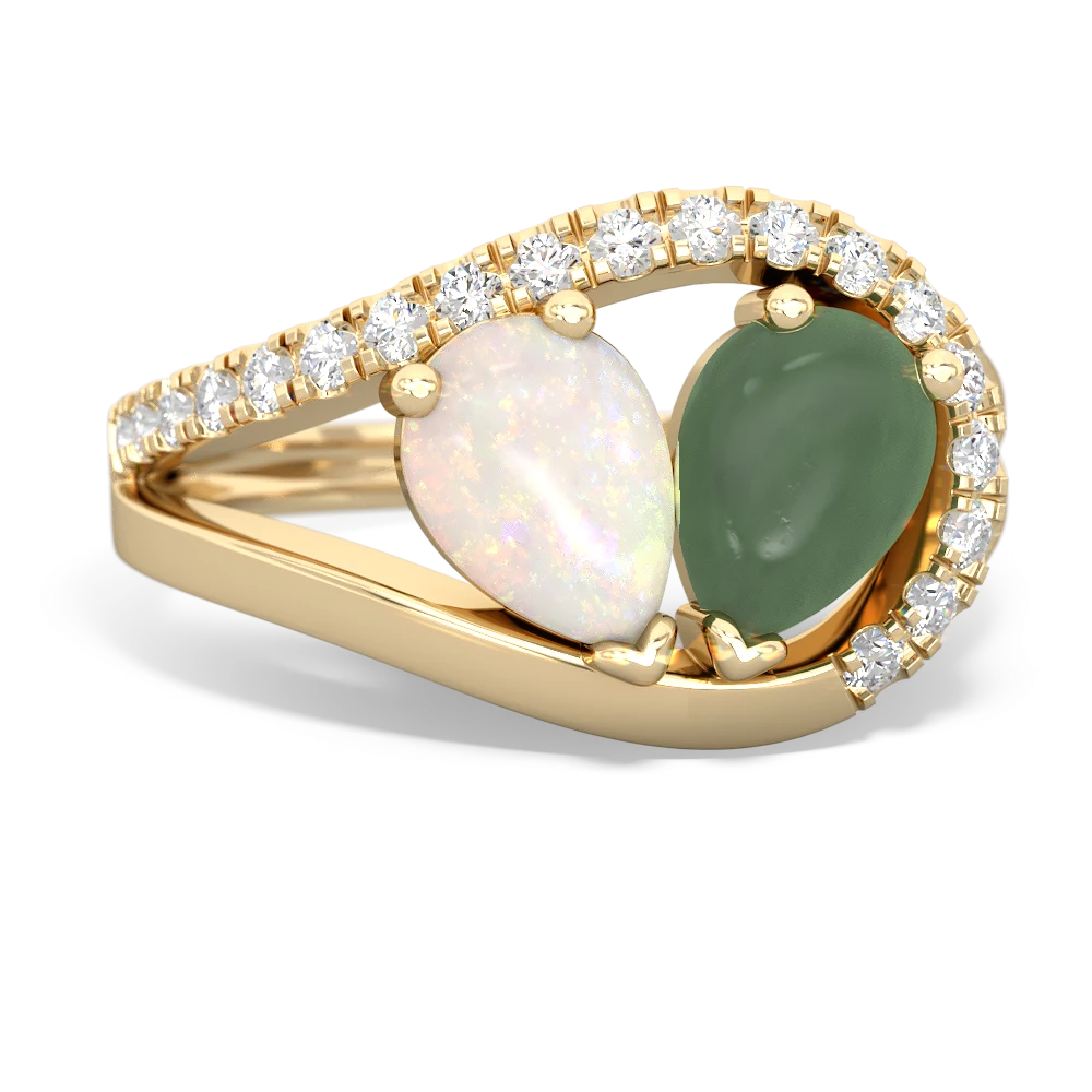 Opal Nestled Heart Keepsake 14K Yellow Gold ring R5650