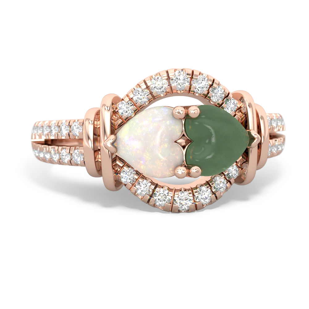 Opal Art-Deco Keepsake 14K Rose Gold ring R5630