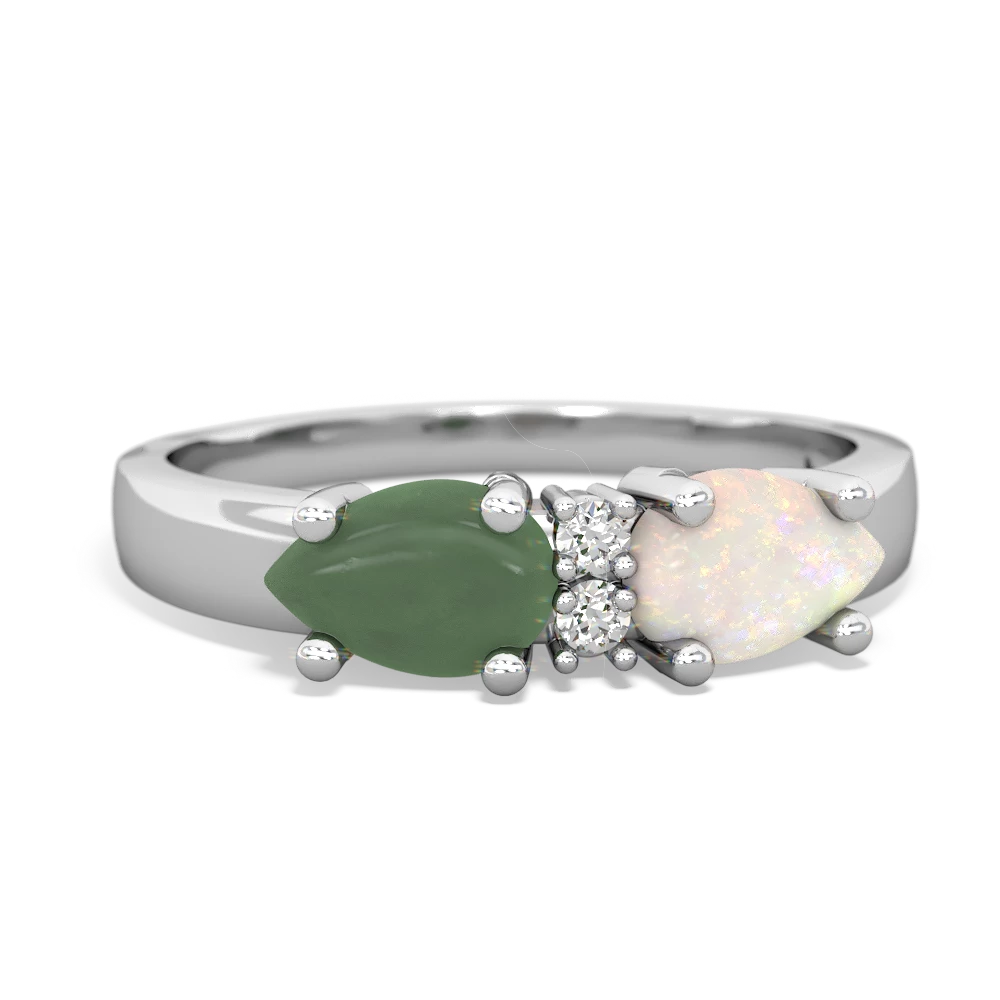 Opal Pear Bowtie 14K White Gold ring R0865