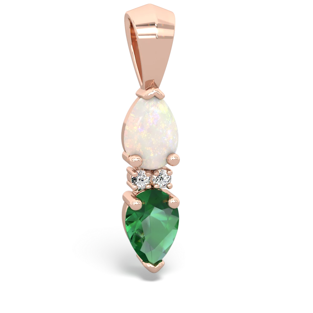 Opal Bowtie Drop 14K Rose Gold pendant P0865