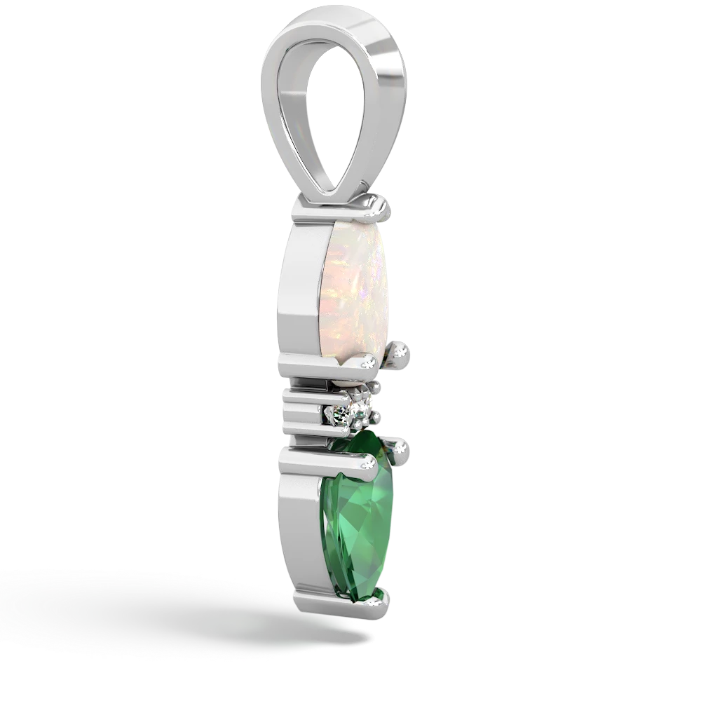 Opal Bowtie Drop 14K White Gold pendant P0865