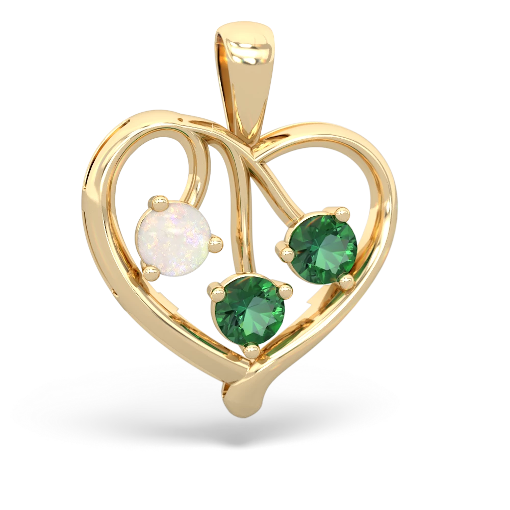 Opal Glowing Heart 14K Yellow Gold pendant P2233