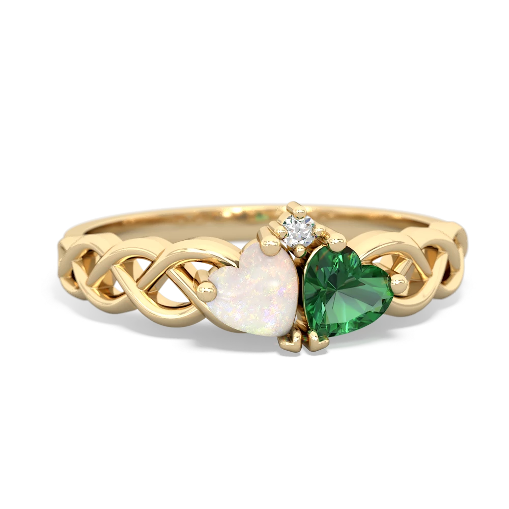 Opal Heart To Heart Braid 14K Yellow Gold ring R5870