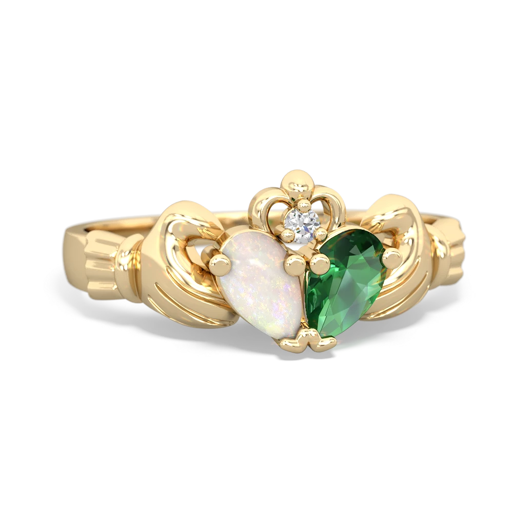 Opal 'Our Heart' Claddagh 14K Yellow Gold ring R2388