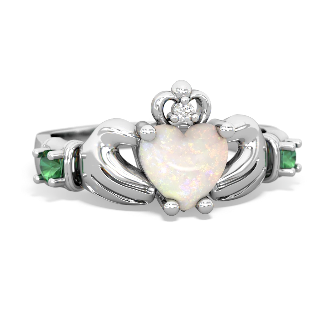 Opal Claddagh Keepsake 14K White Gold ring R5245