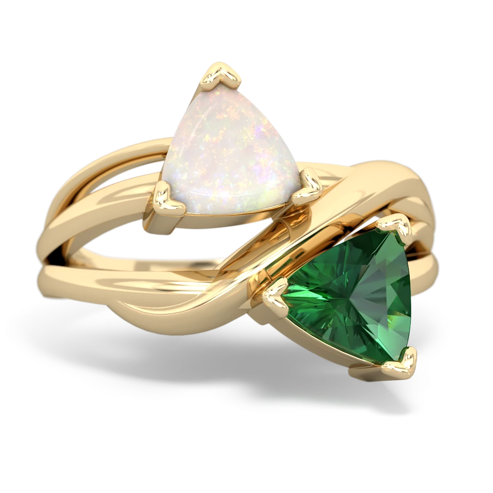 Opal Split Band Swirl 14K Yellow Gold ring R2341