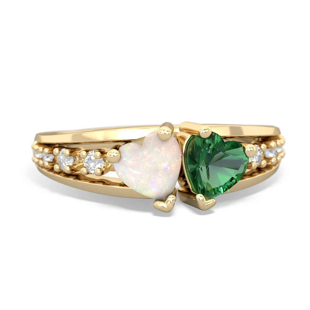 Opal Heart To Heart 14K Yellow Gold ring R3342