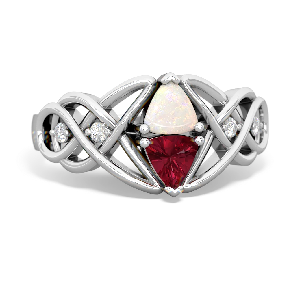 Opal Keepsake Celtic Knot 14K White Gold ring R5300