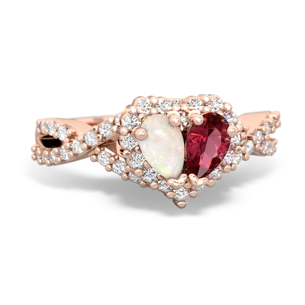 Opal Diamond Twist 'One Heart' 14K Rose Gold ring R2640HRT