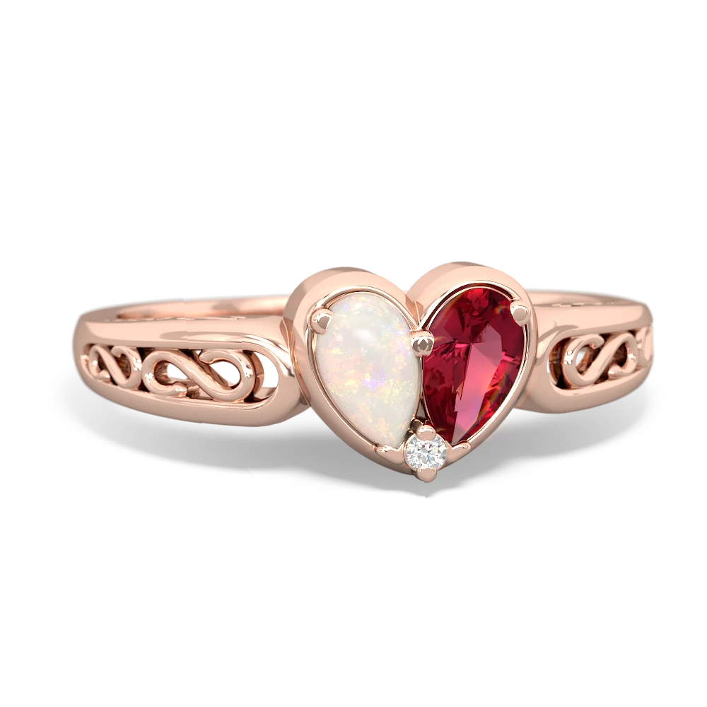 Opal Filligree 'One Heart' 14K Rose Gold ring R5070