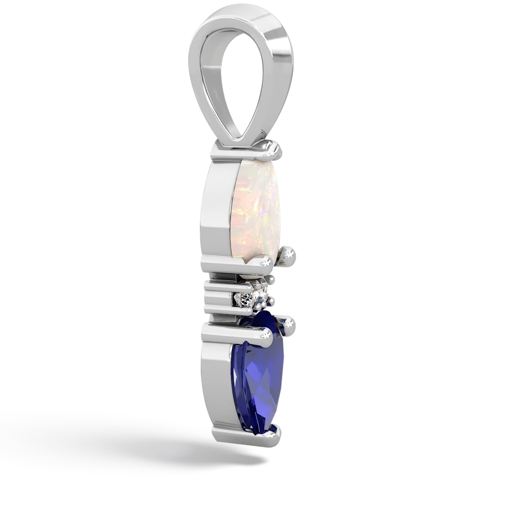 Opal Bowtie Drop 14K White Gold pendant P0865