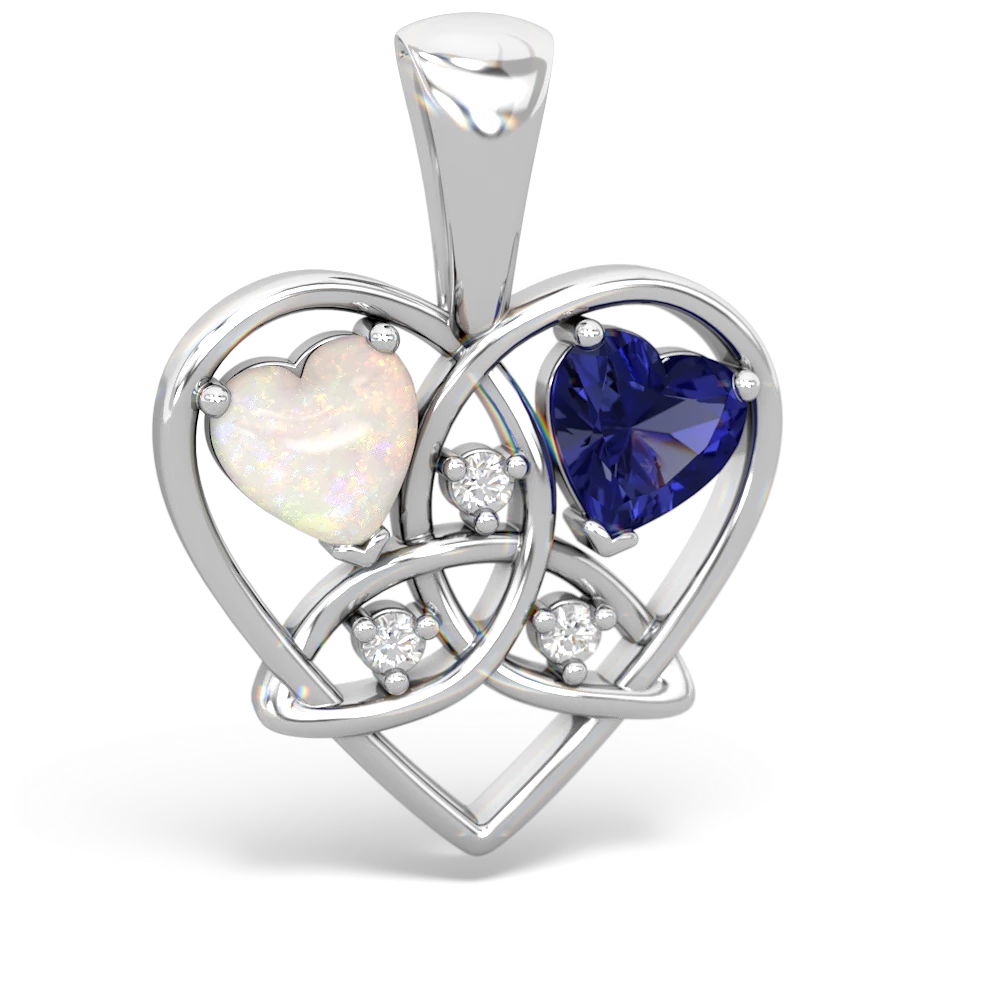 Opal Celtic Trinity Heart 14K White Gold pendant P5331