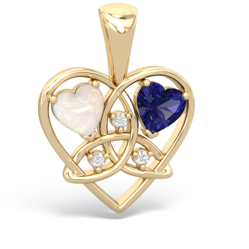 Opal Celtic Trinity Heart 14K Yellow Gold pendant P5331