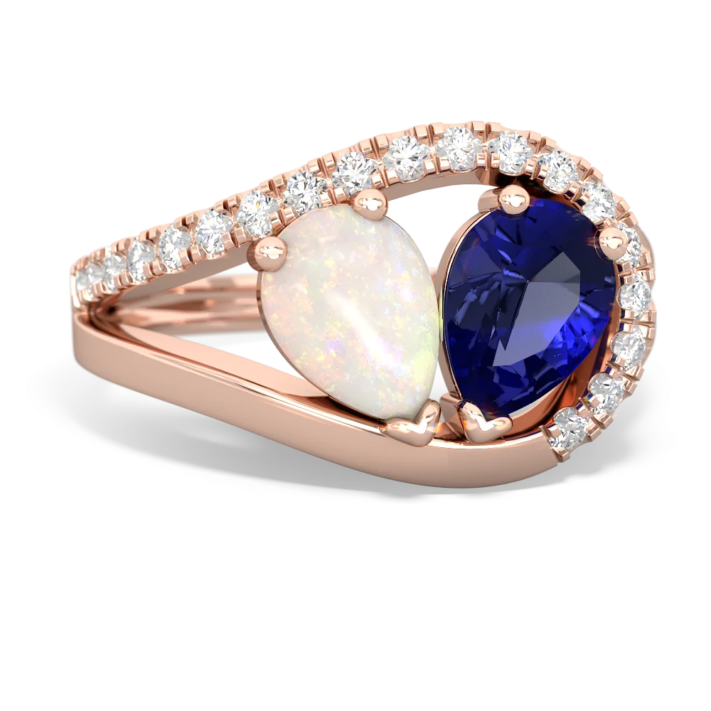 Opal Nestled Heart Keepsake 14K Rose Gold ring R5650