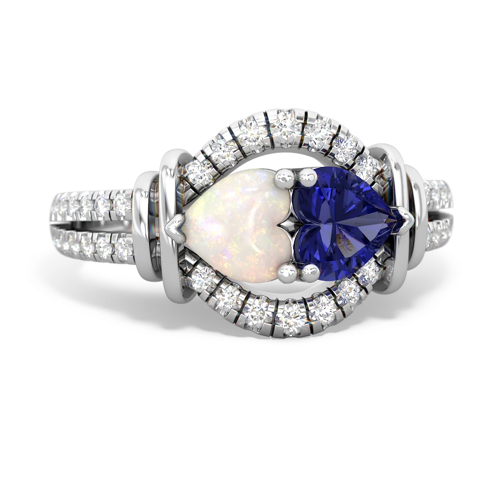 Opal Art-Deco Keepsake 14K White Gold ring R5630