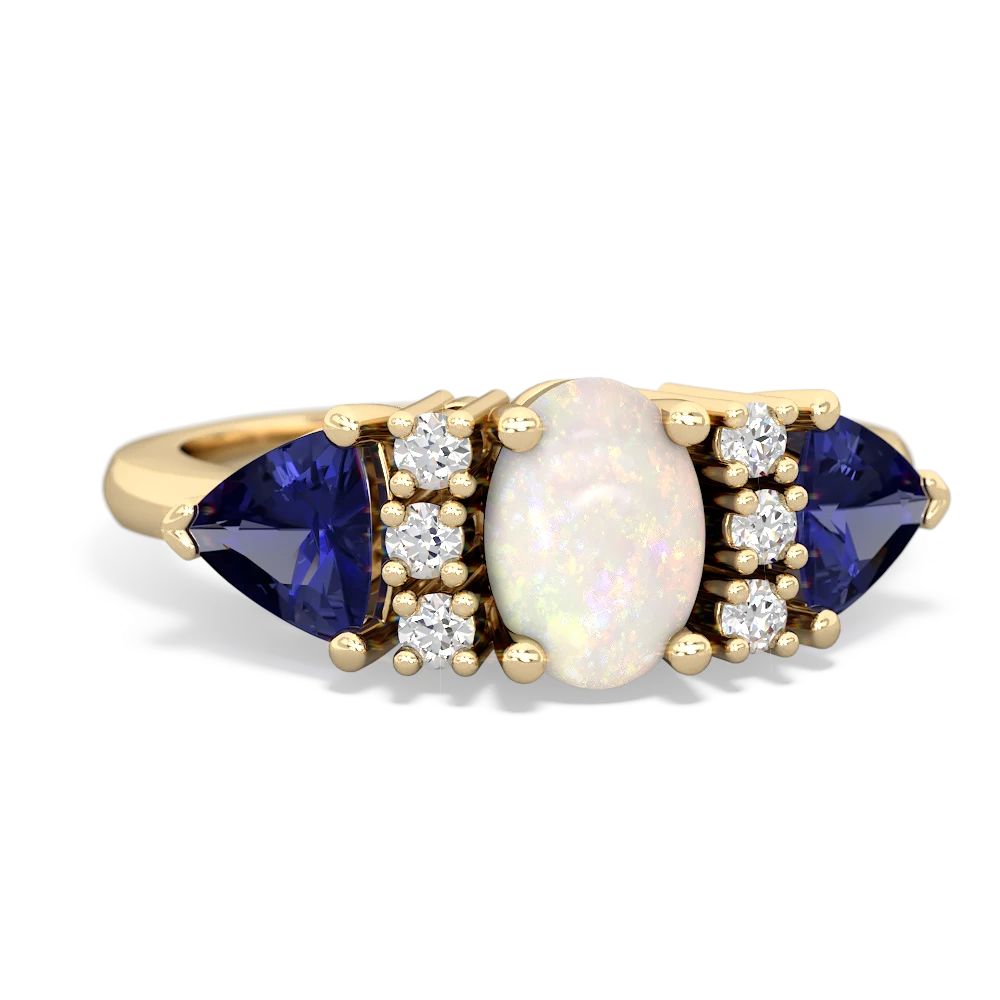 Opal Antique Style Three Stone 14K Yellow Gold ring R2186