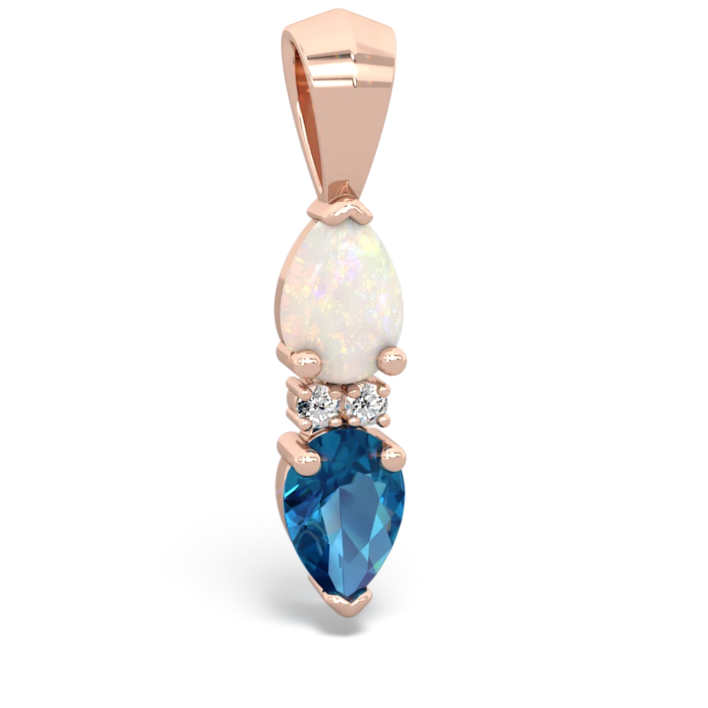 Opal Bowtie Drop 14K Rose Gold pendant P0865