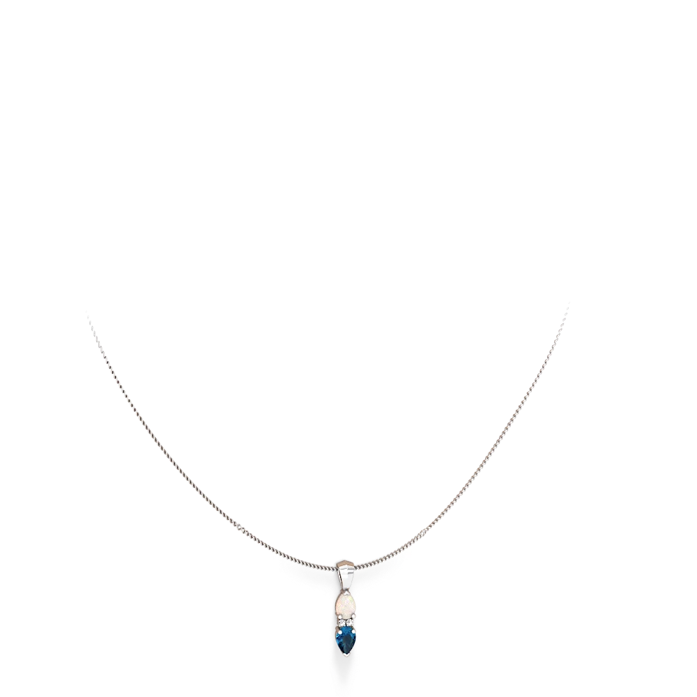 Opal Bowtie Drop 14K White Gold pendant P0865