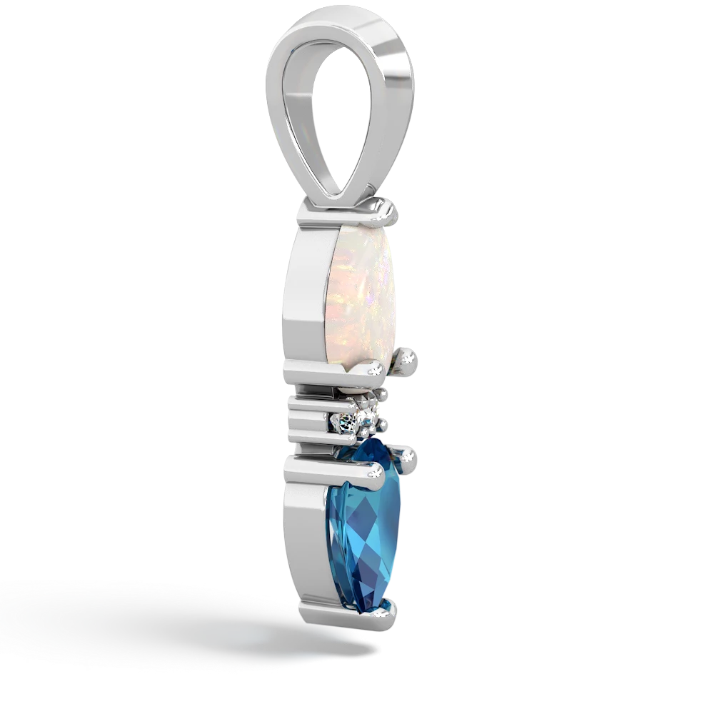 Opal Bowtie Drop 14K White Gold pendant P0865