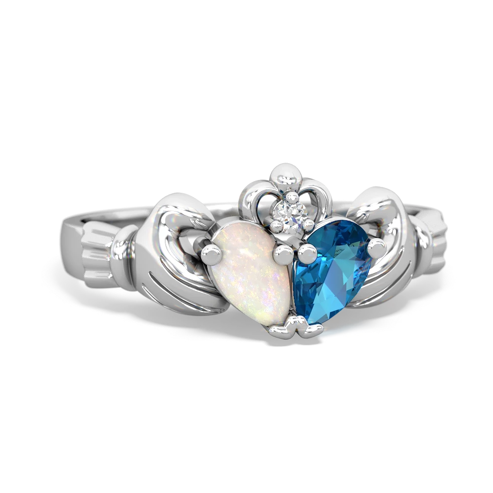 Opal 'Our Heart' Claddagh 14K White Gold ring R2388